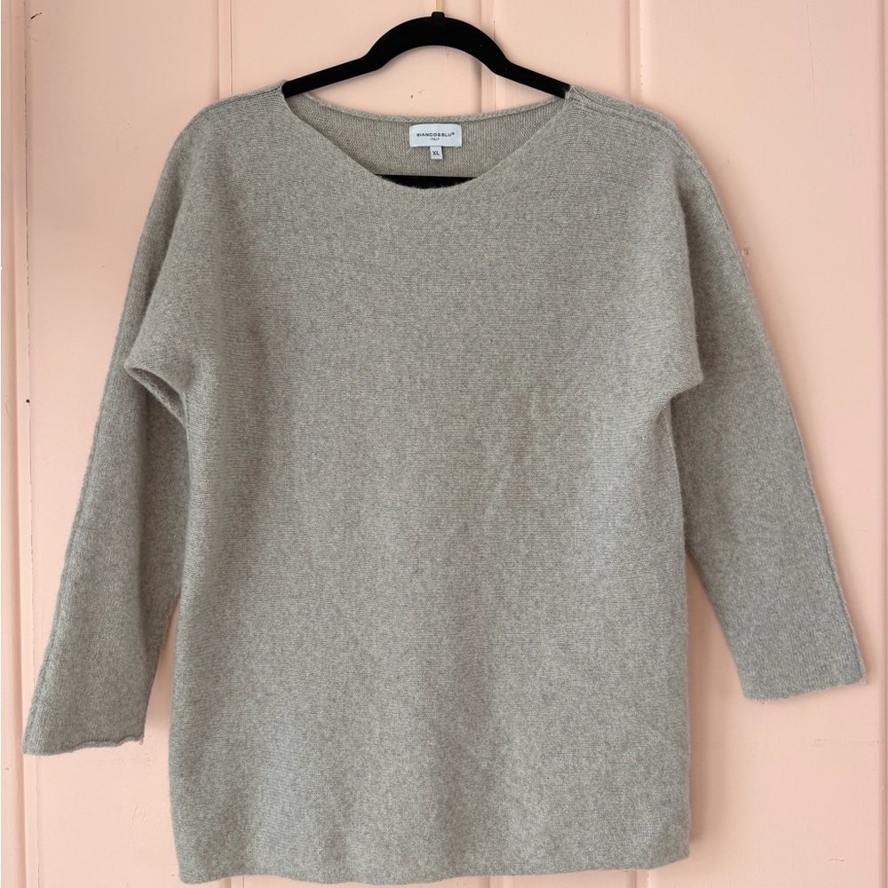 Bianco & Blu light heathered grey cashmere and wool Sweater szXL